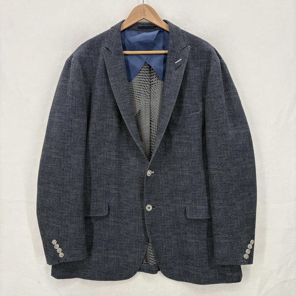 Maceoo Blazer Mens 50R Blue Textured Sport Coat Italian Fabric Jacket Modern